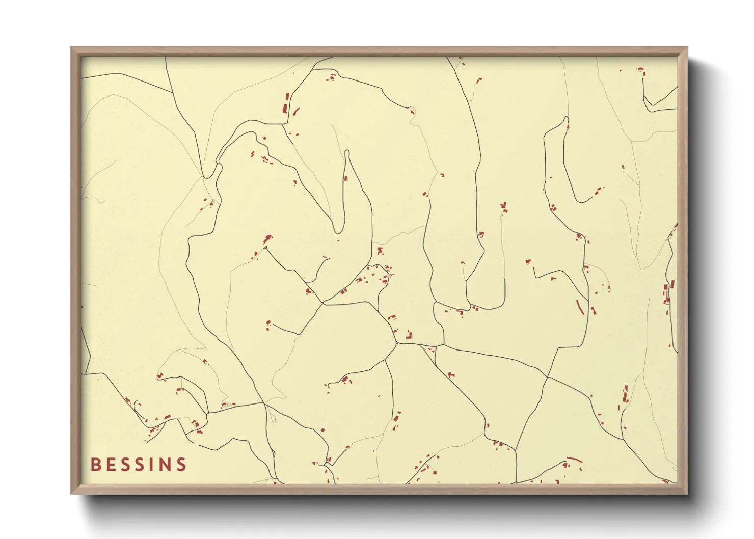 Une affiche de carte sur Bessins