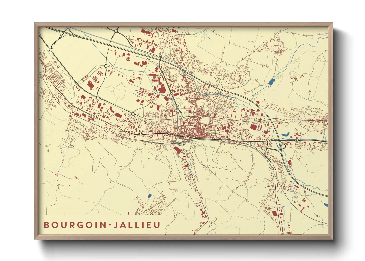 Une affiche de carte sur Bourgoin-Jallieu