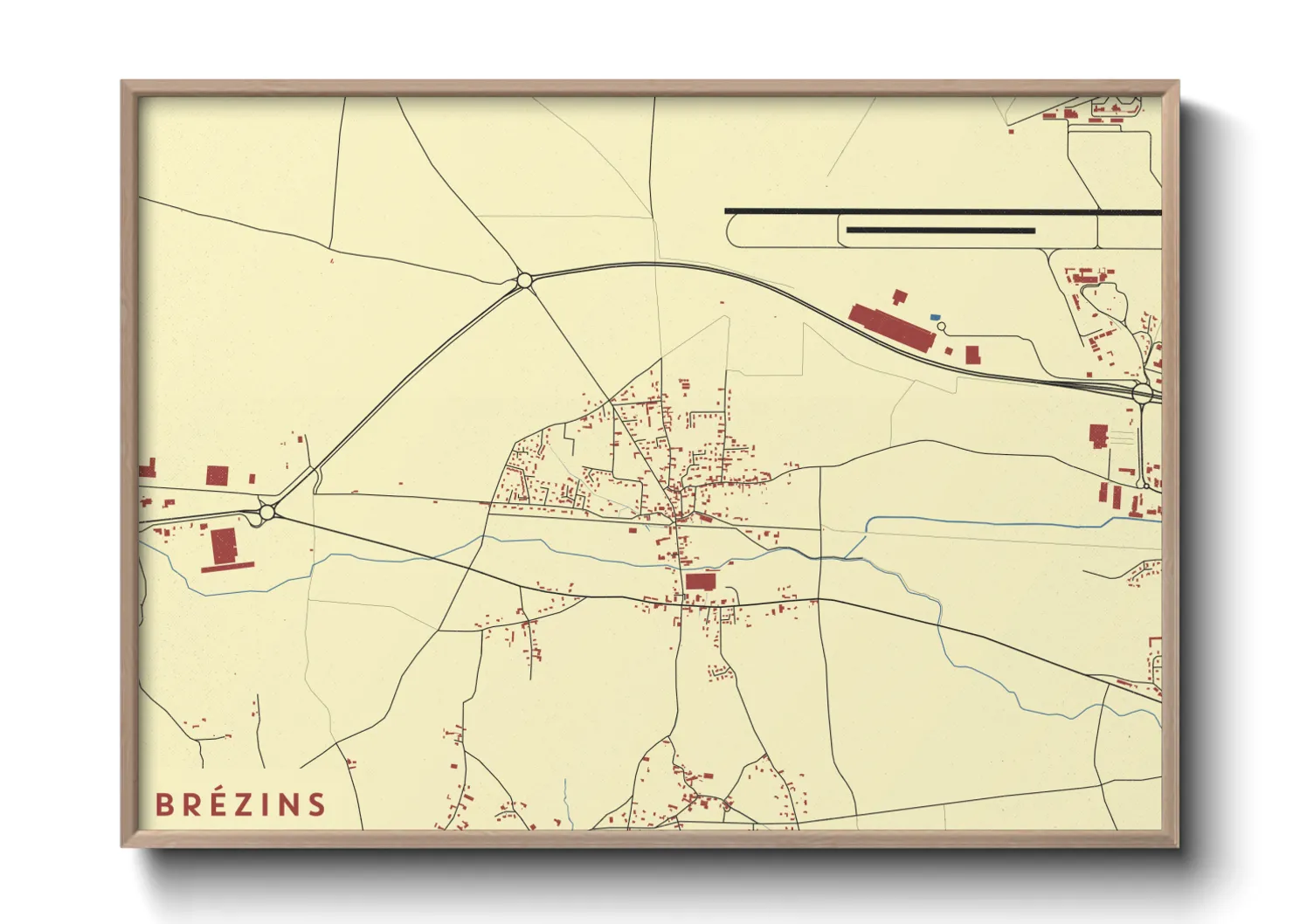 Une affiche de carte sur Brézins