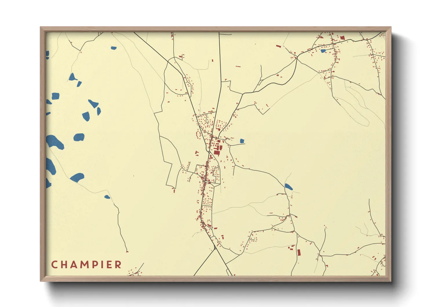 Une affiche de carte sur Champier