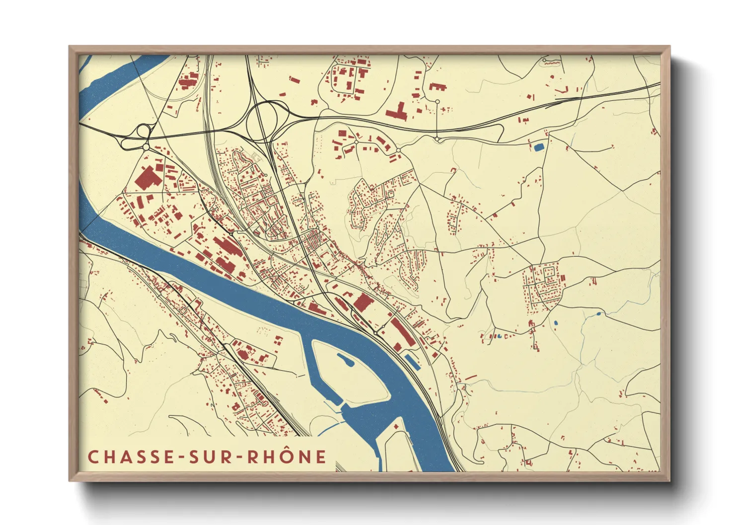 Une affiche de carte sur Chasse-sur-Rhône