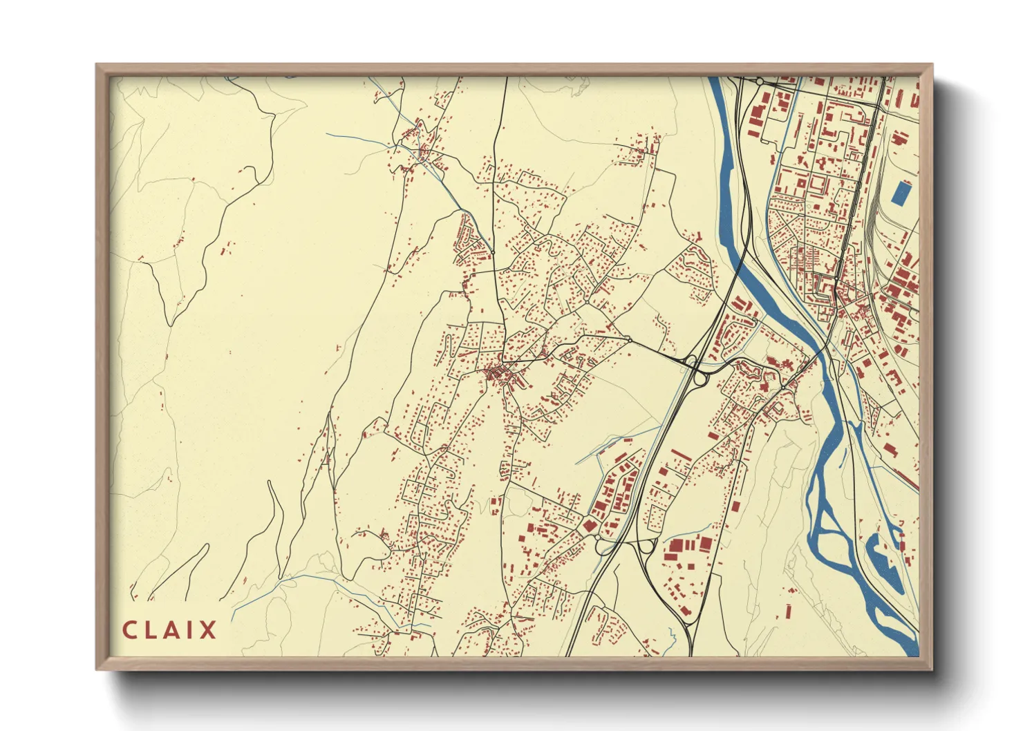 Une affiche de carte sur Claix
