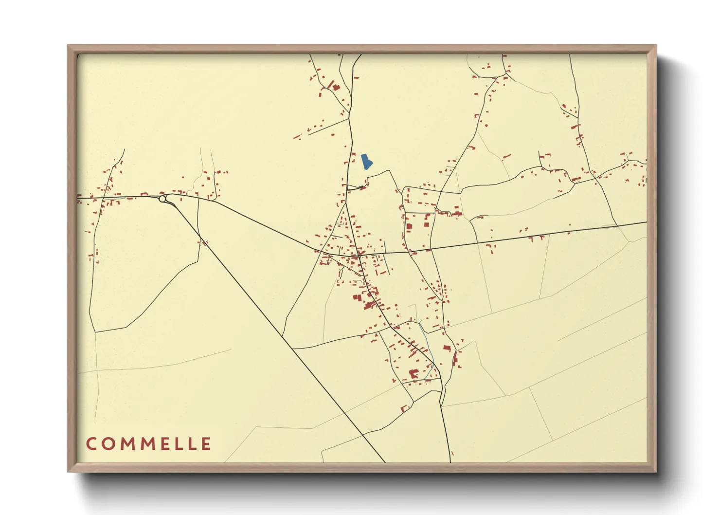 Une affiche de carte sur Commelle