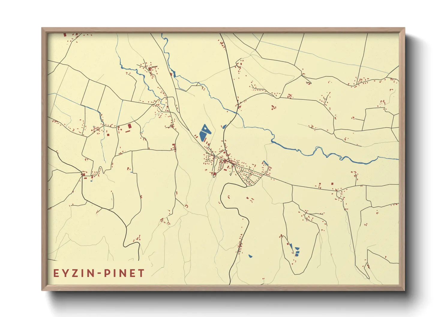 Une affiche de carte sur Eyzin-Pinet