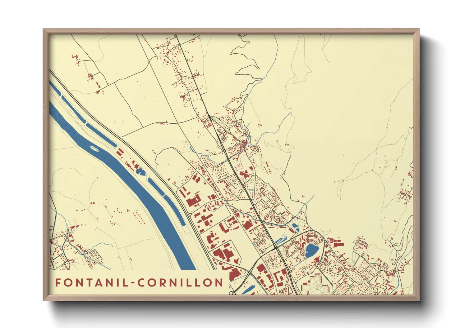 Une affiche de carte sur Fontanil-Cornillon