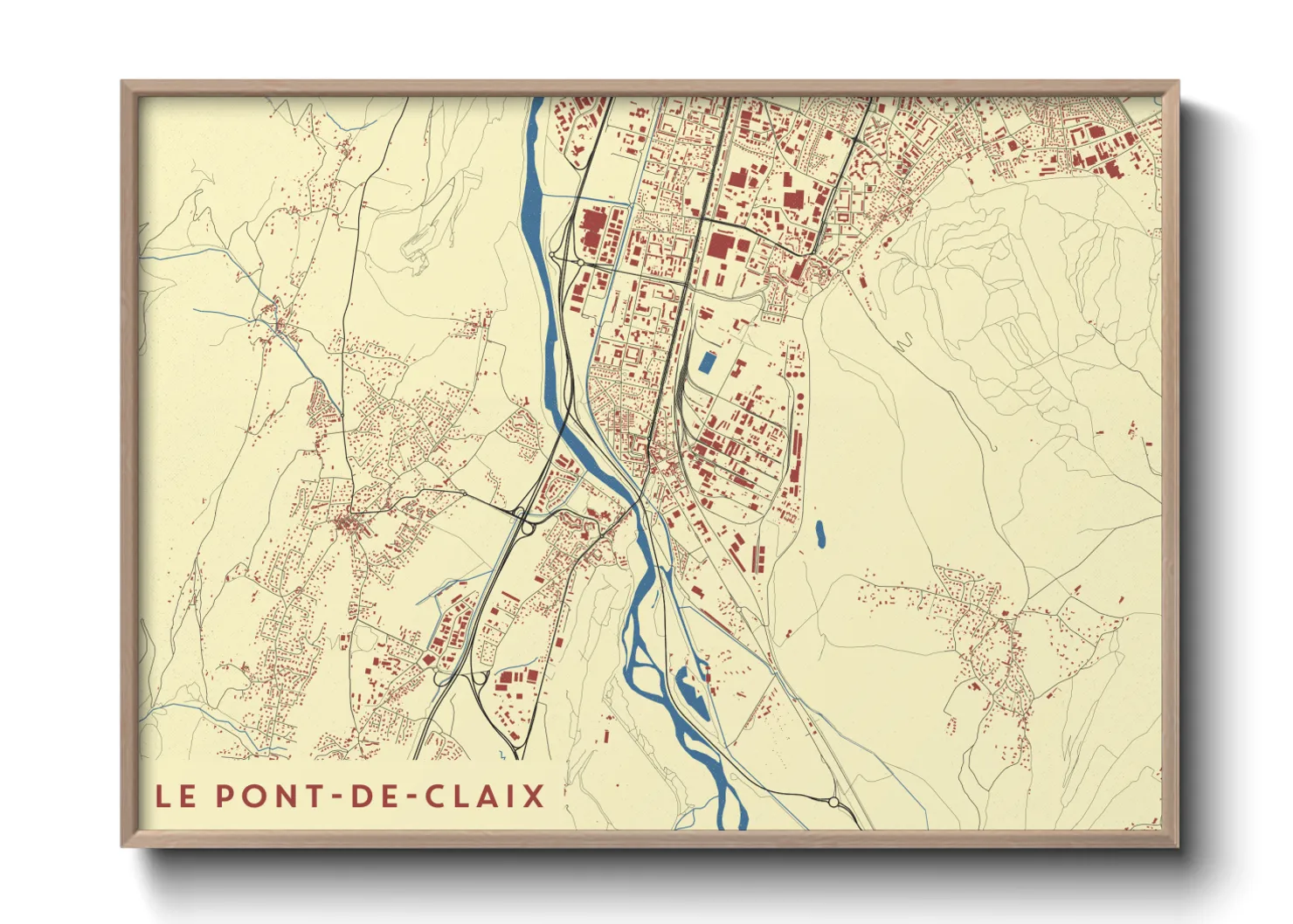 Une affiche de carte sur Le Pont-de-Claix