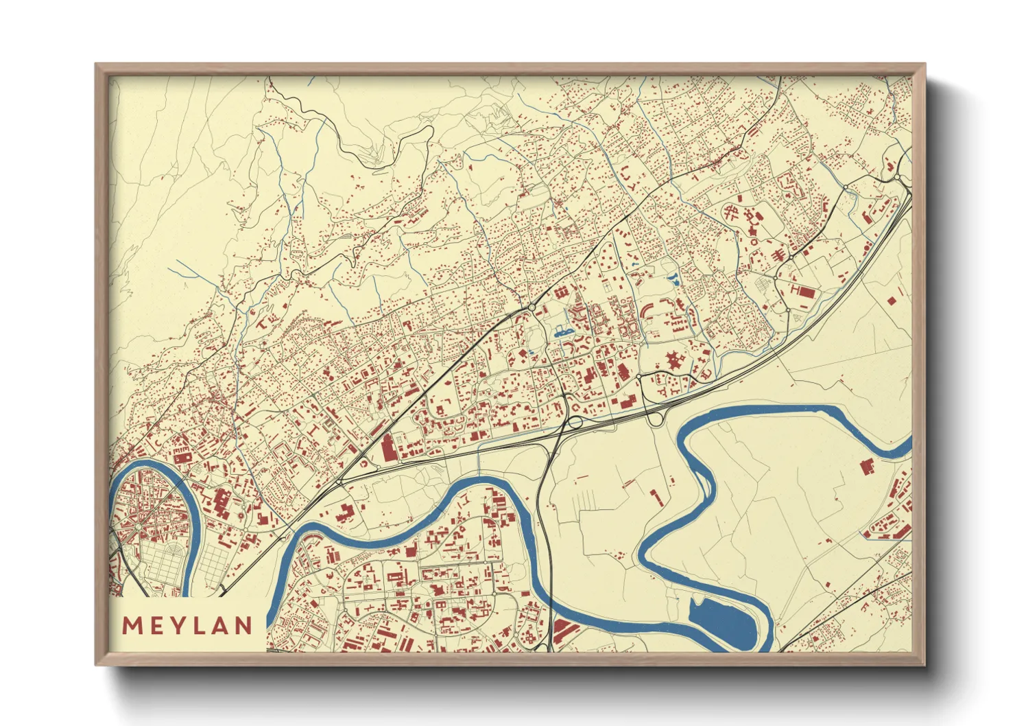 Une affiche de carte sur Meylan