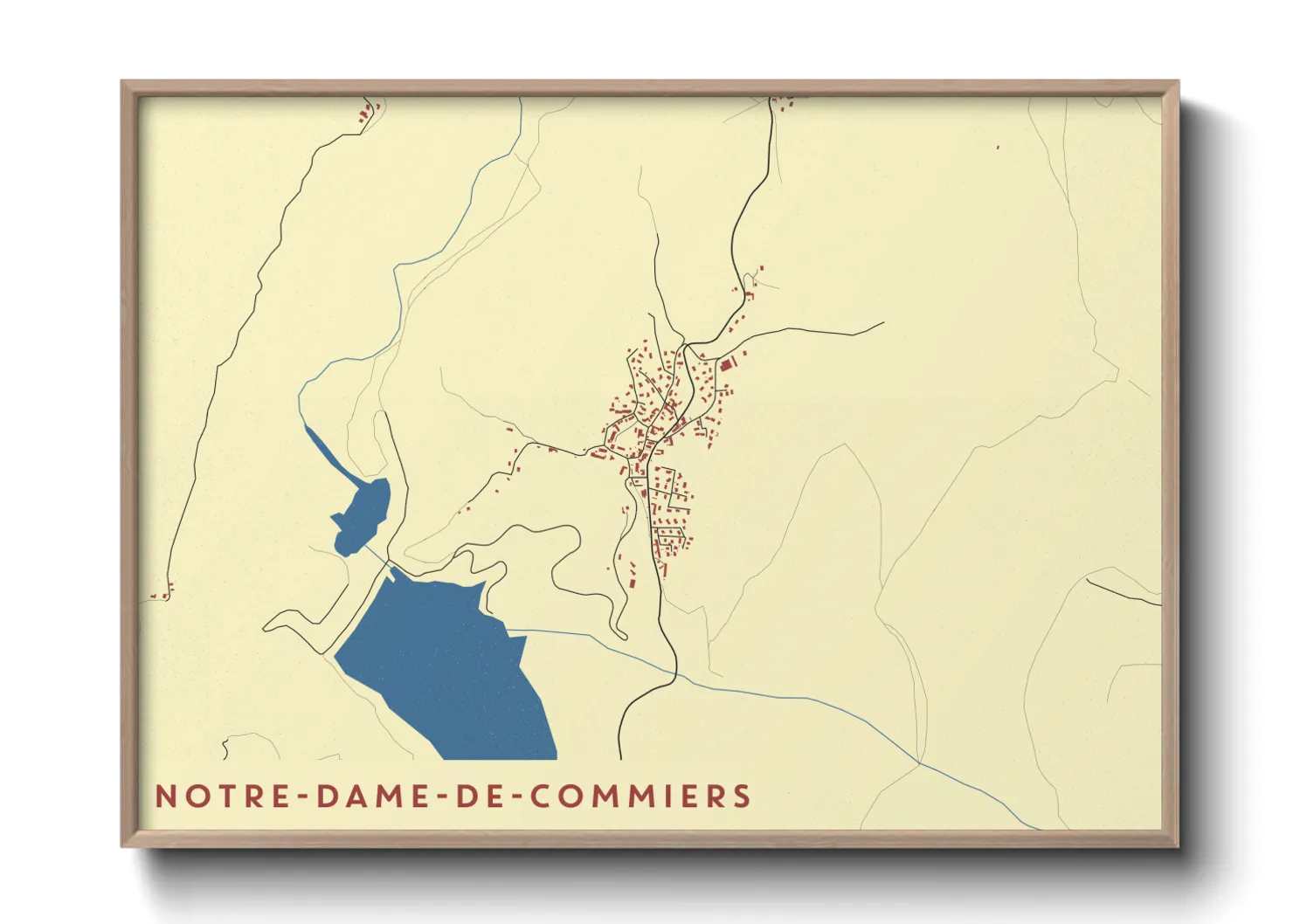 Une affiche de carte sur Notre-Dame-de-Commiers