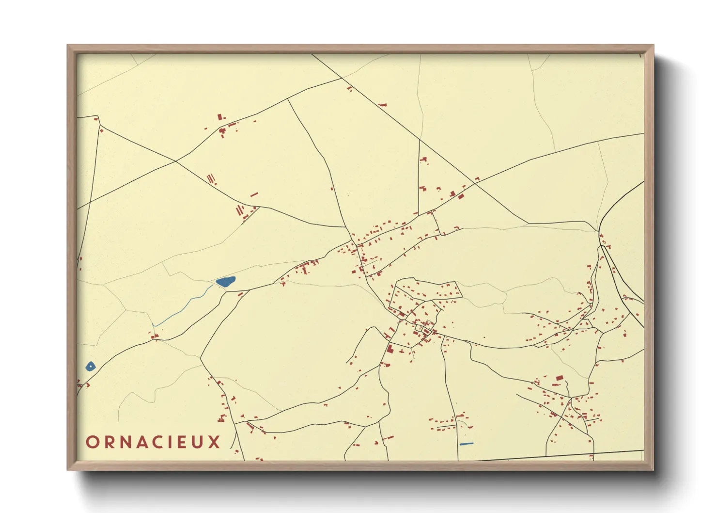 Une affiche de carte sur Ornacieux