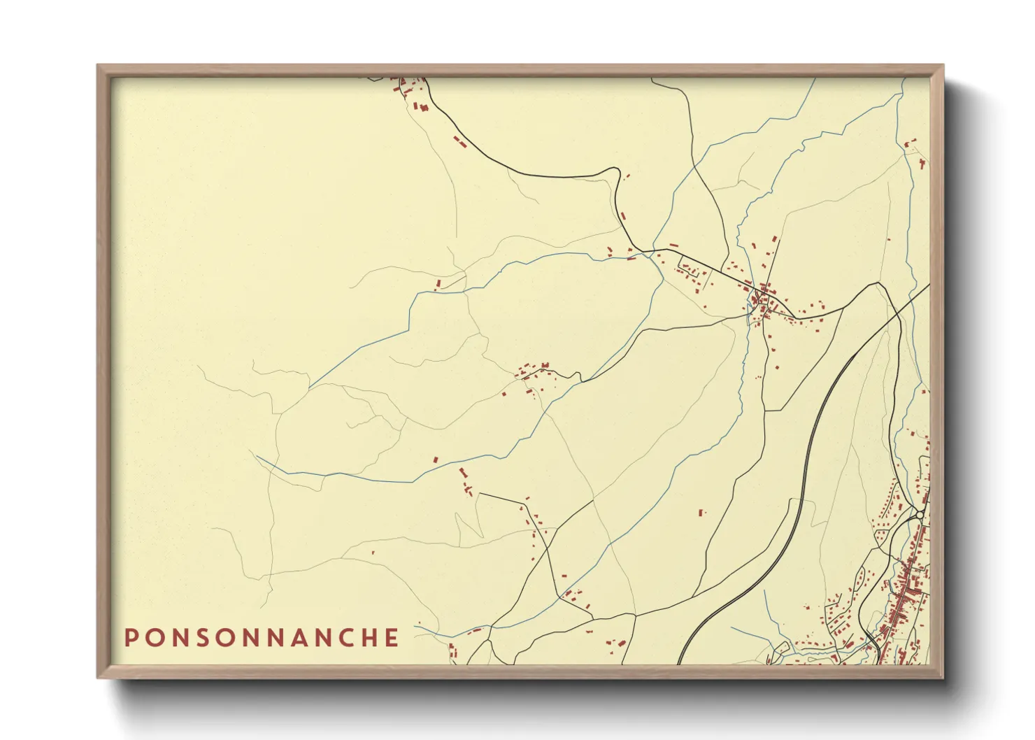 Une affiche de carte sur Ponsonnanche