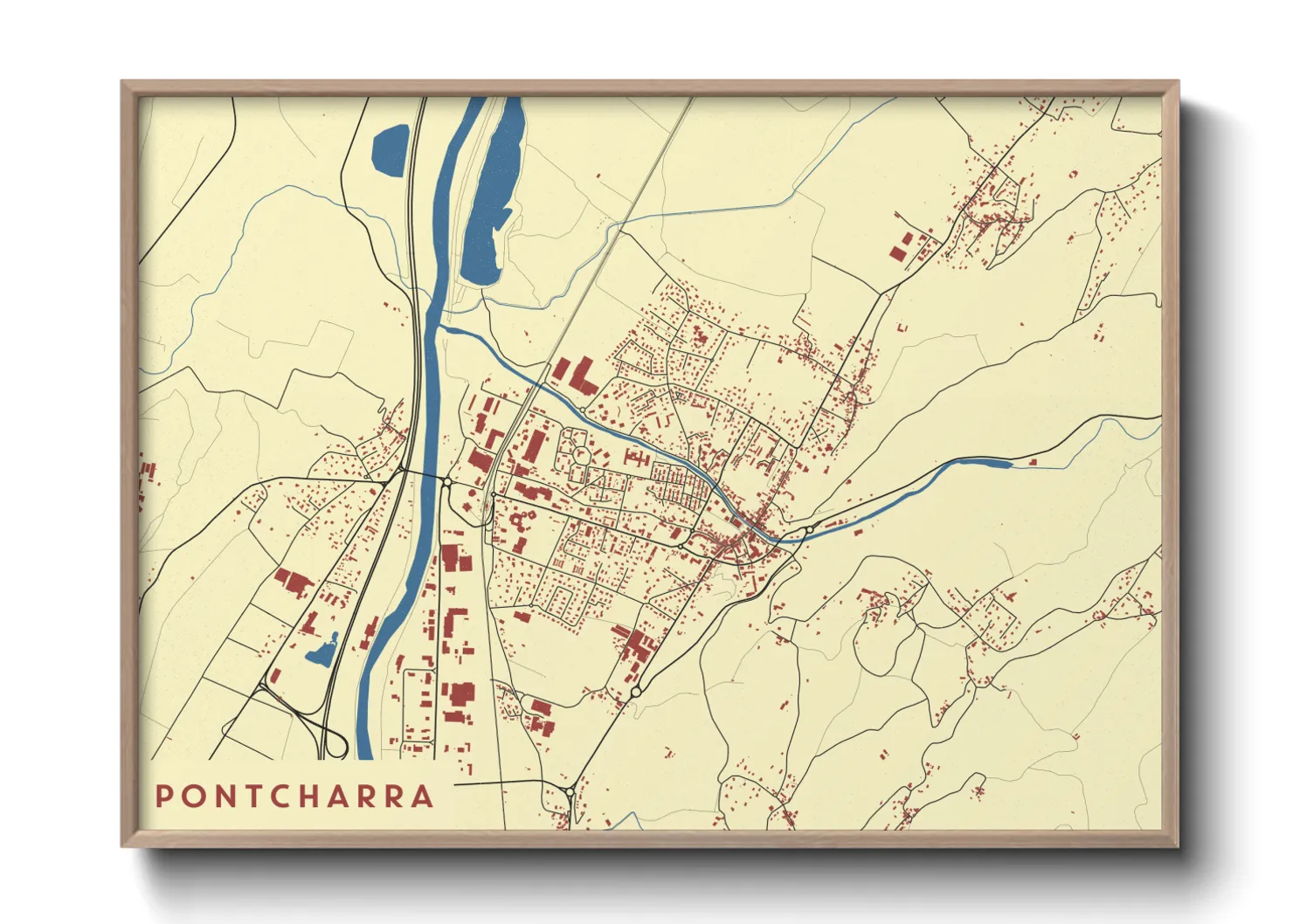 Une affiche de carte sur Pontcharra