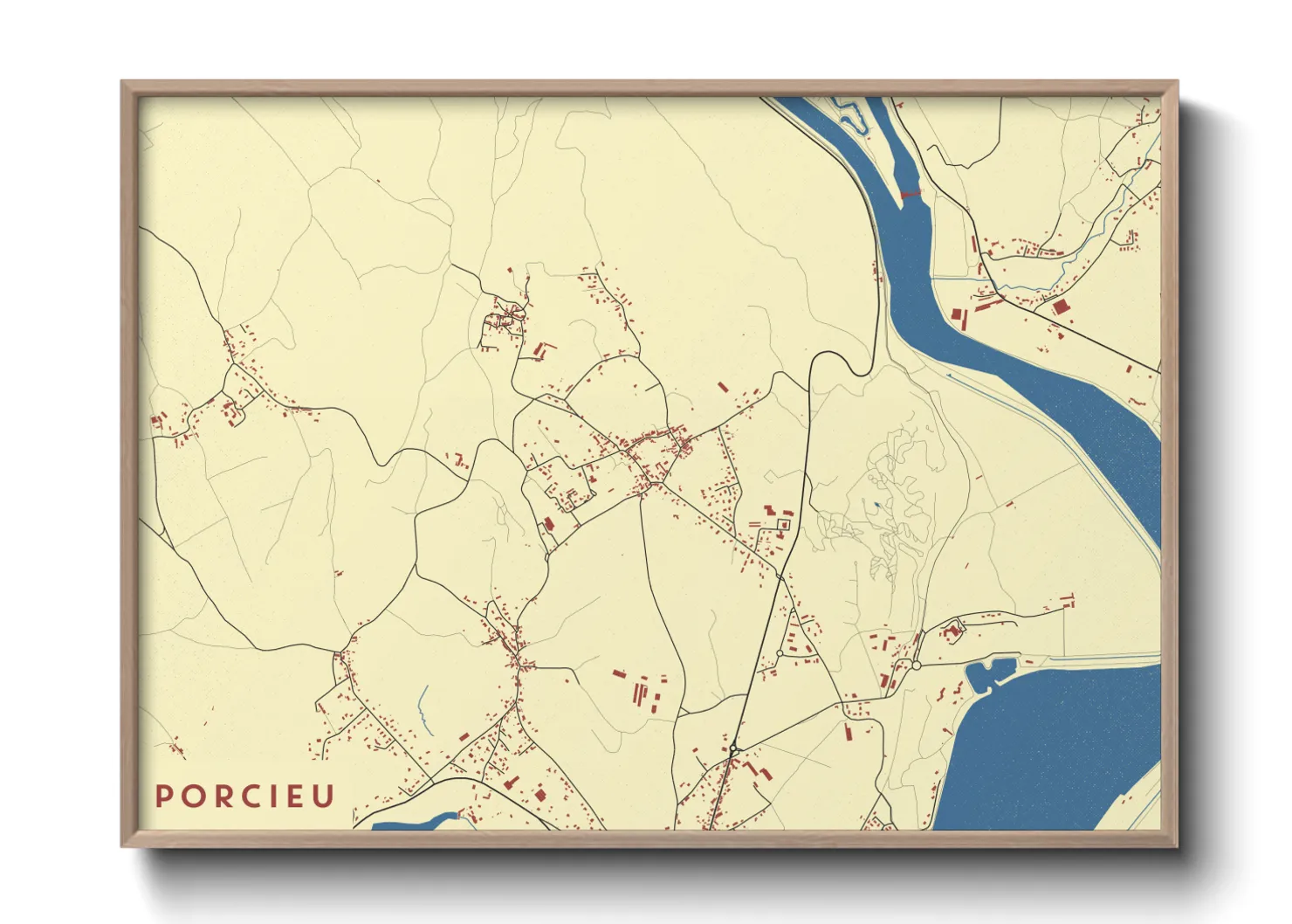 Une affiche de carte sur Porcieu