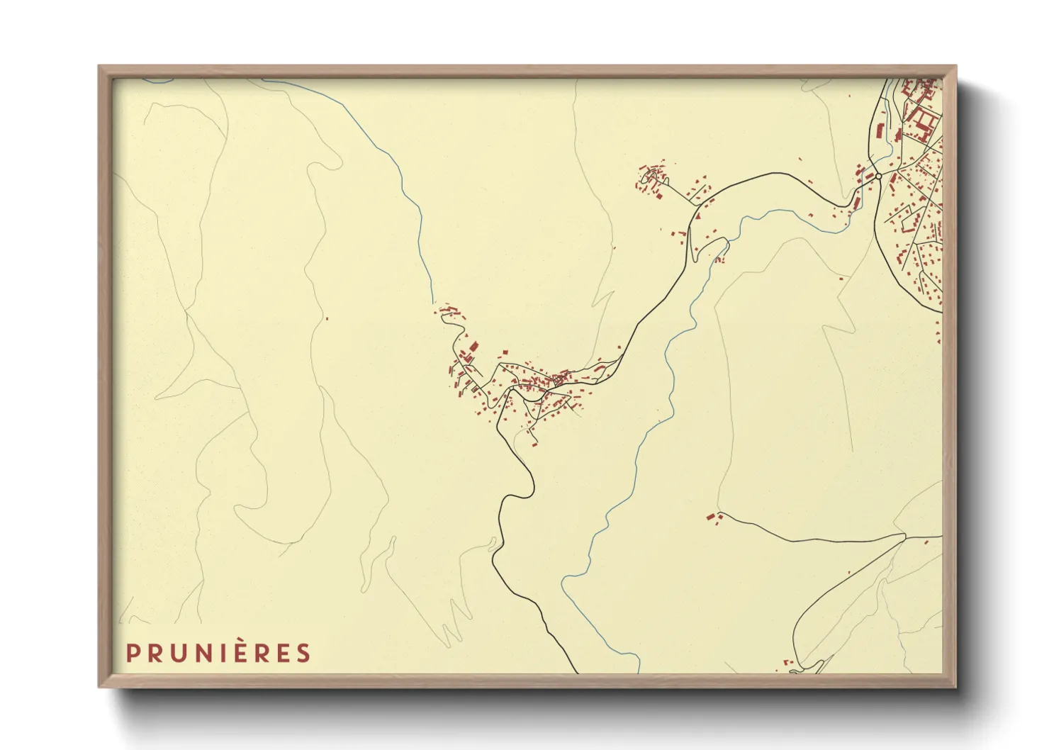 Une affiche de carte sur Prunières