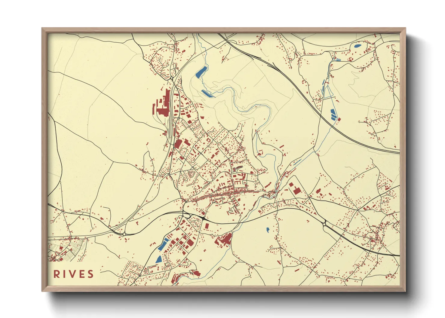 Une affiche de carte sur Rives
