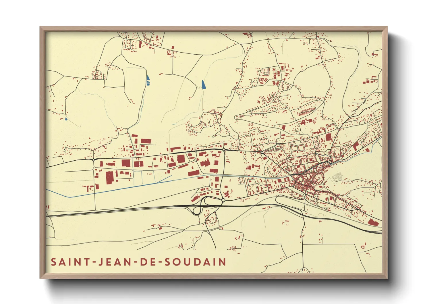 Une affiche de carte sur Saint-Jean-de-Soudain
