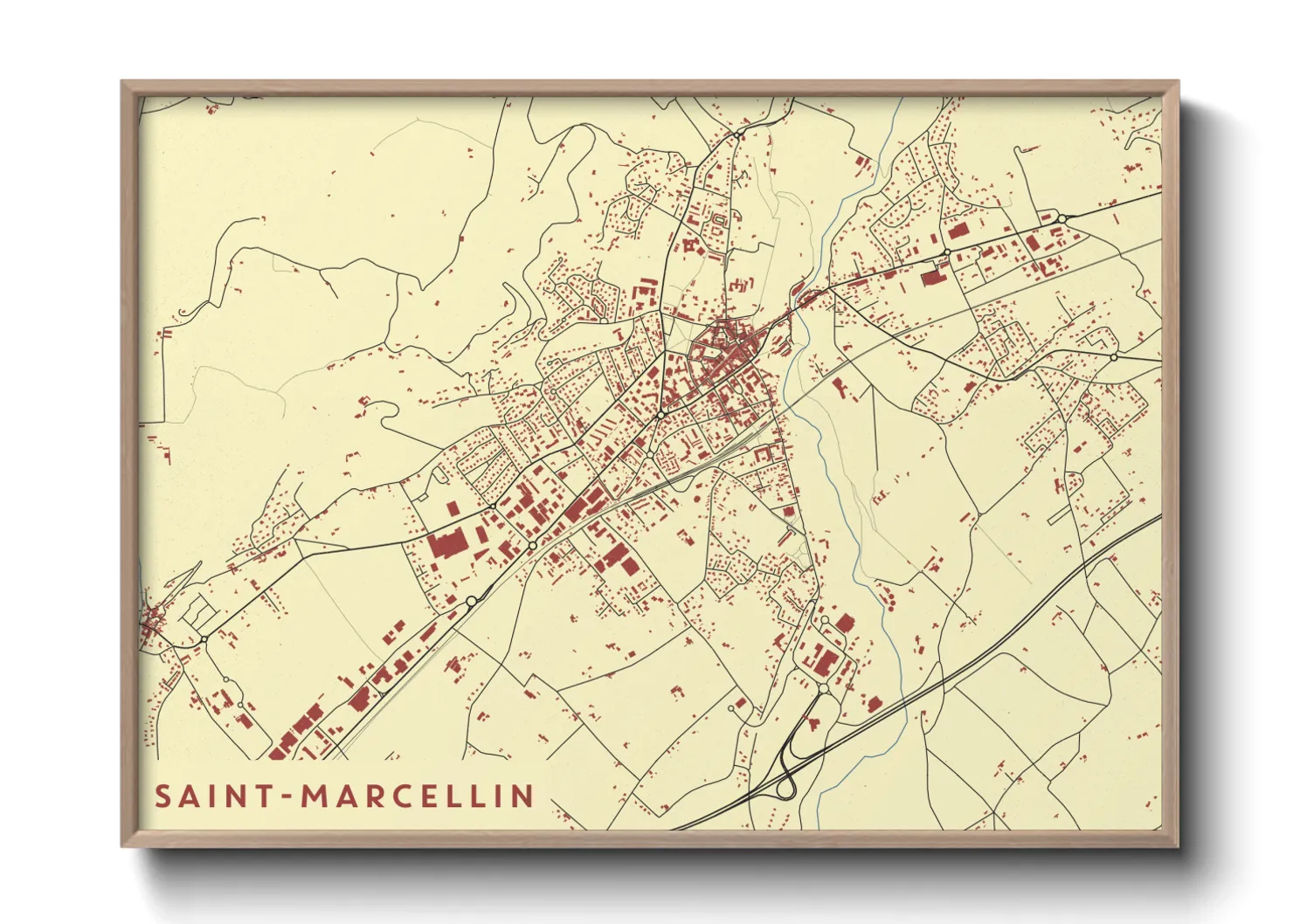 Une affiche de carte sur Saint-Marcellin