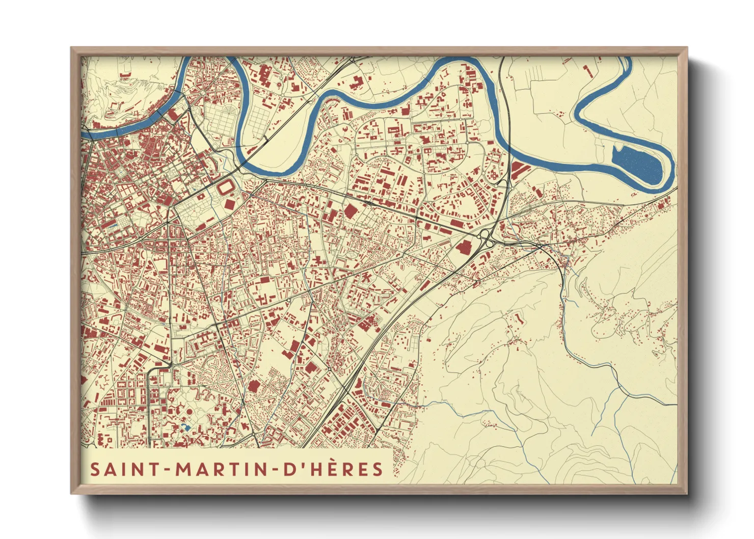 Une affiche de carte sur Saint-Martin-d'Hères