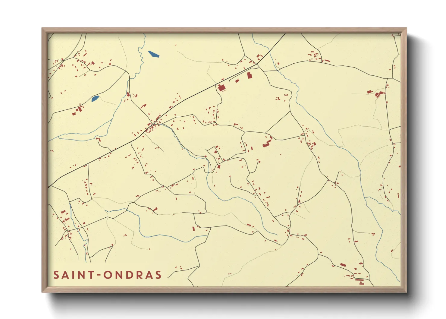 Une affiche de carte sur Saint-Ondras