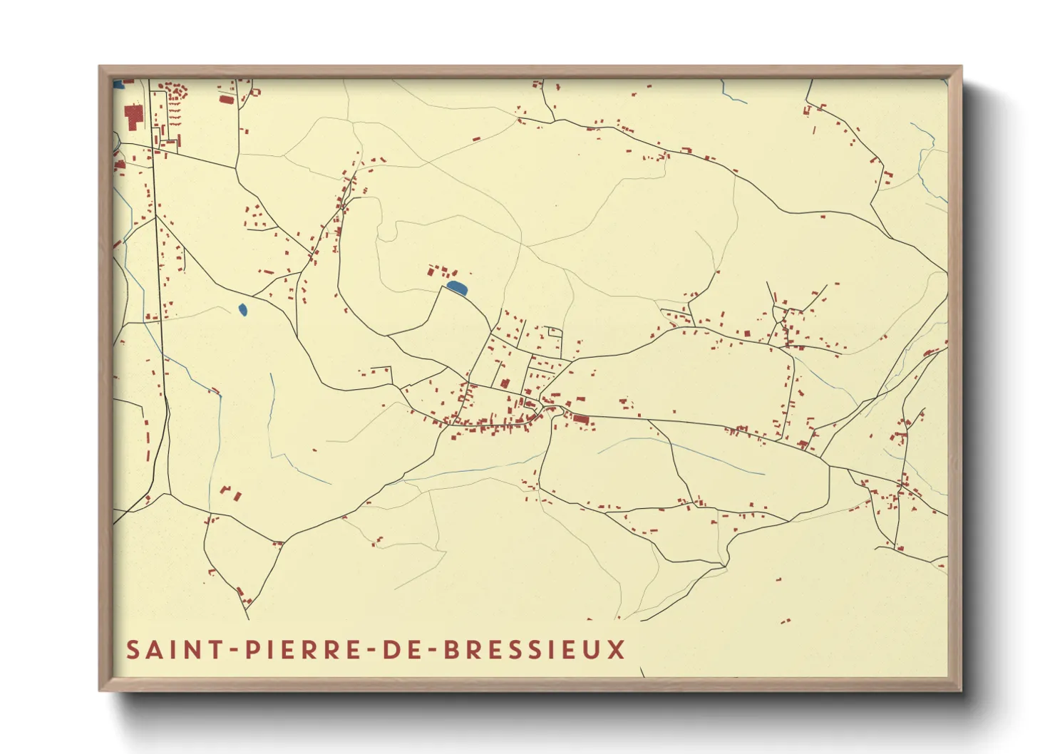 Une affiche de carte sur Saint-Pierre-de-Bressieux