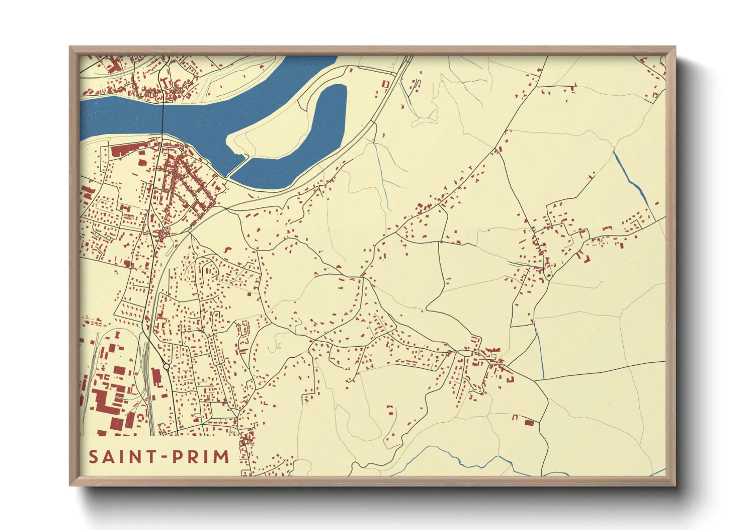 Une affiche de carte sur Saint-Prim