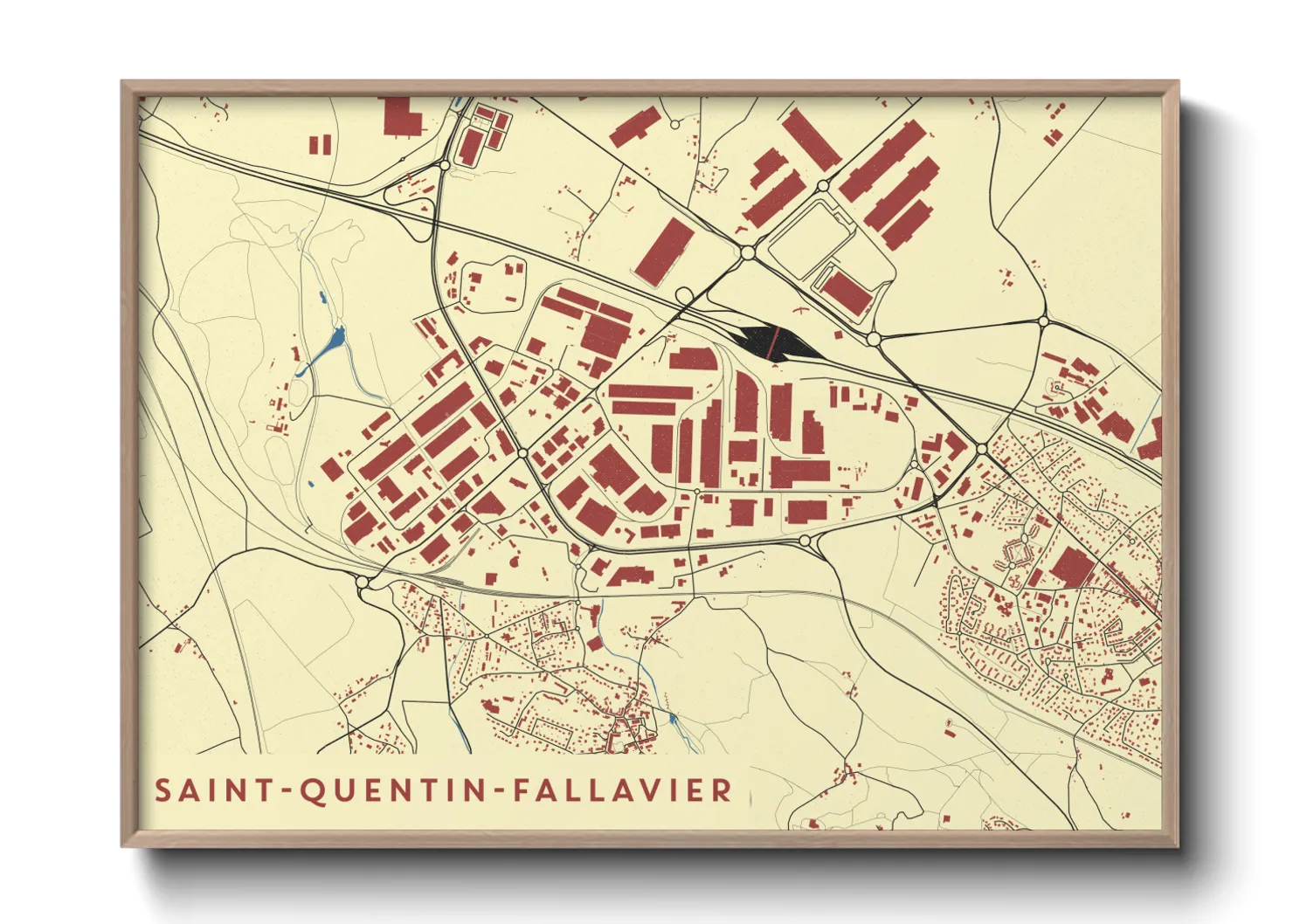 Une affiche de carte sur Saint-Quentin-Fallavier