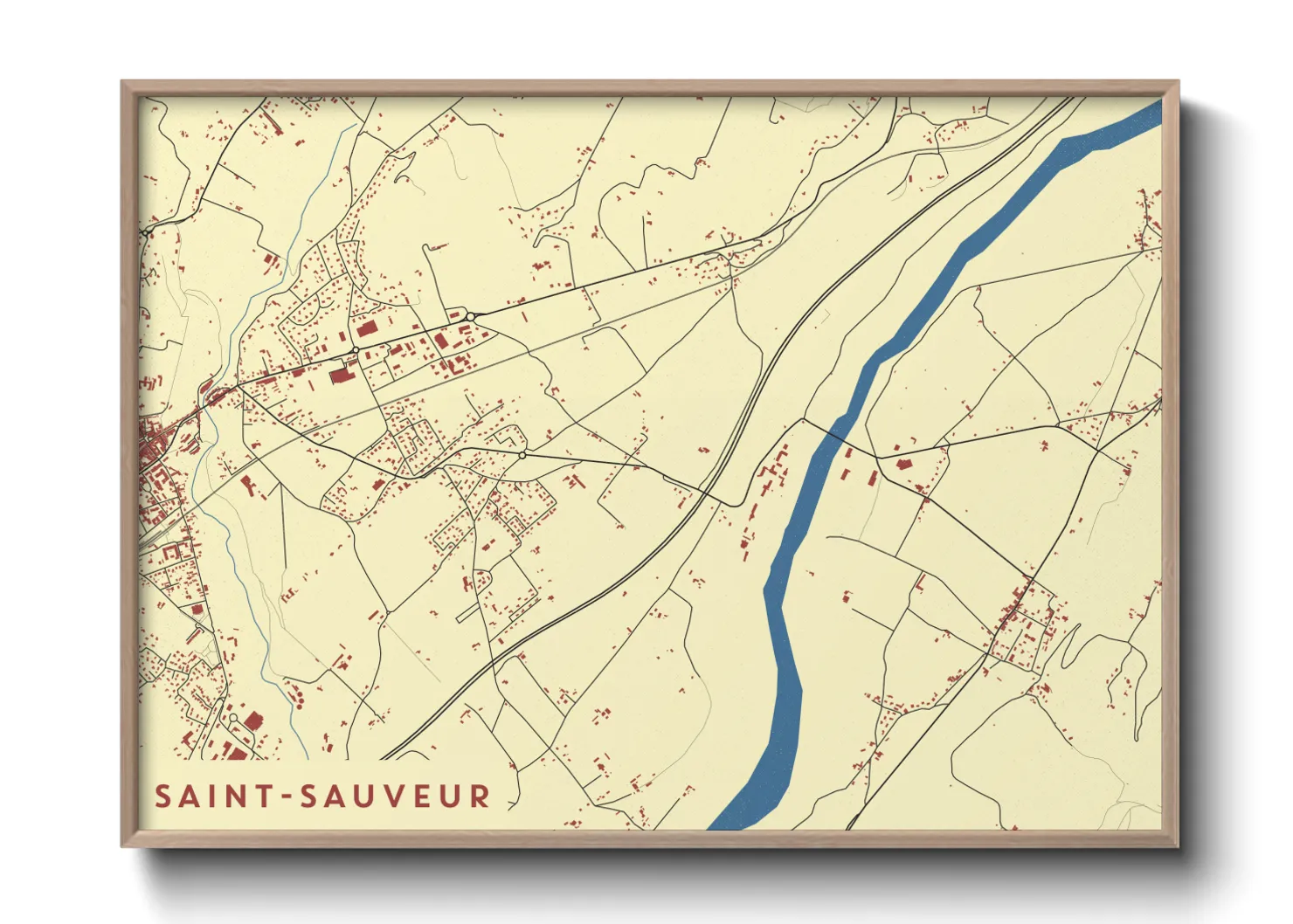 Une affiche de carte sur Saint-Sauveur