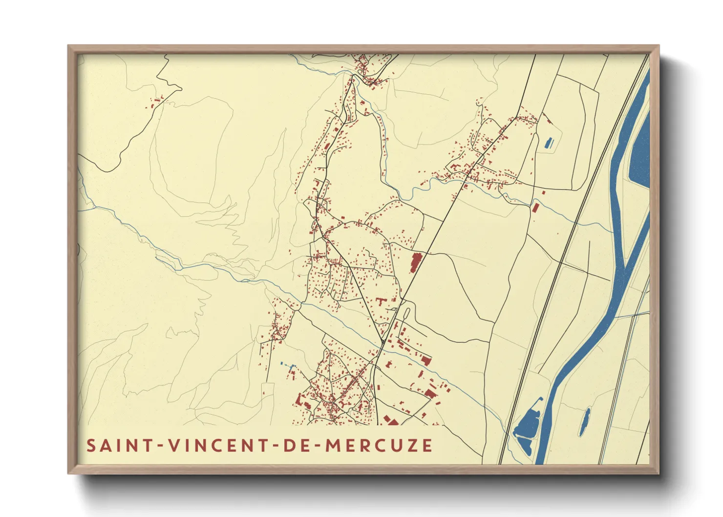 Une affiche de carte sur Saint-Vincent-de-Mercuze