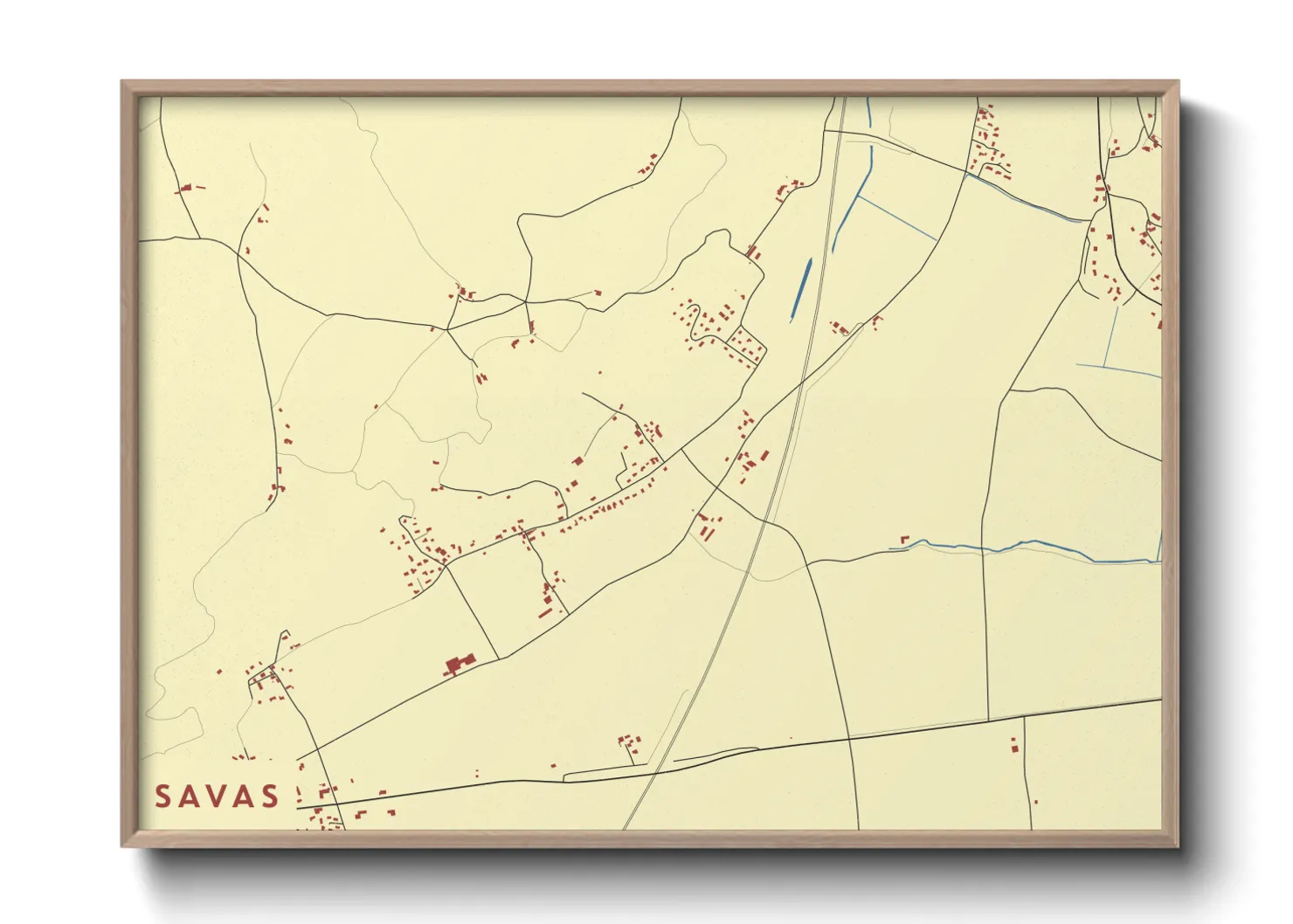 Une affiche de carte sur Savas