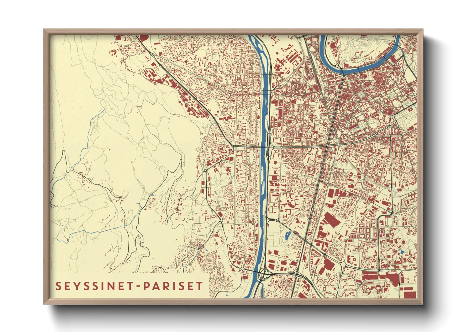 Une affiche de carte sur Seyssinet-Pariset