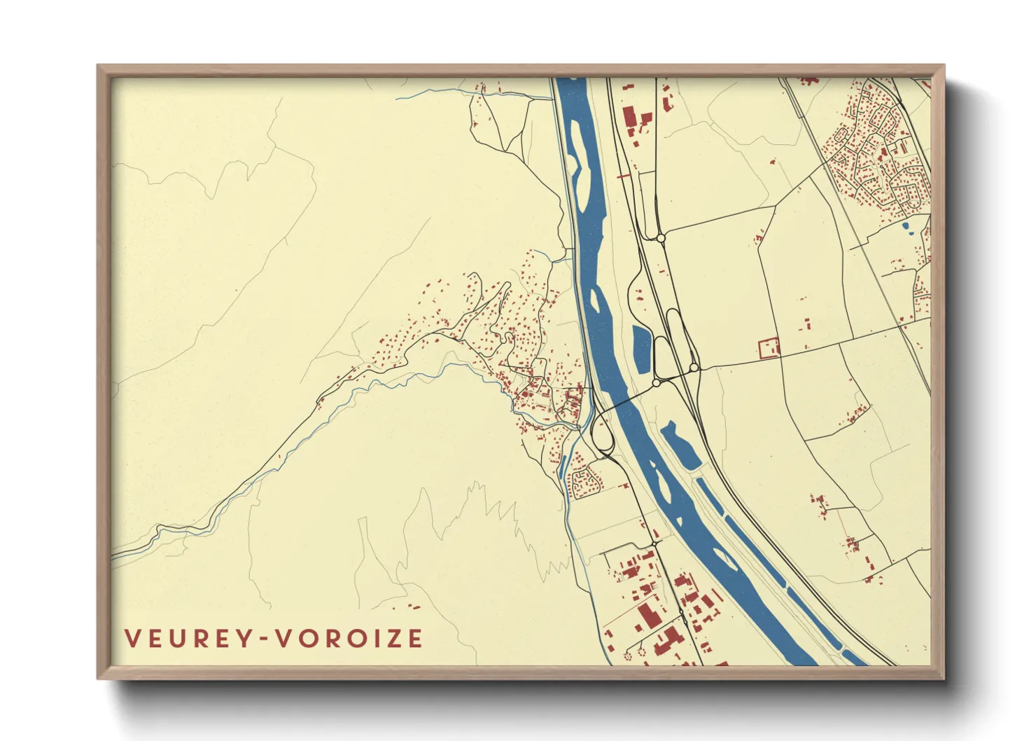 Une affiche de carte sur Veurey-Voroize