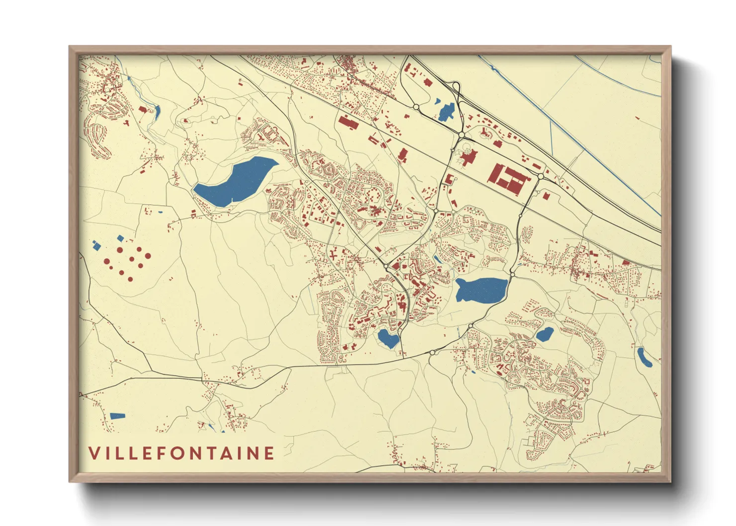 Une affiche de carte sur Villefontaine