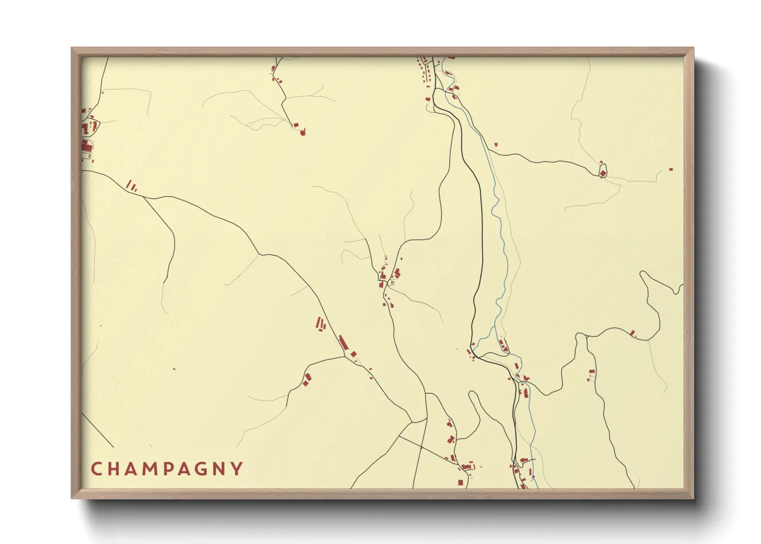 Une affiche de carte sur Champagny