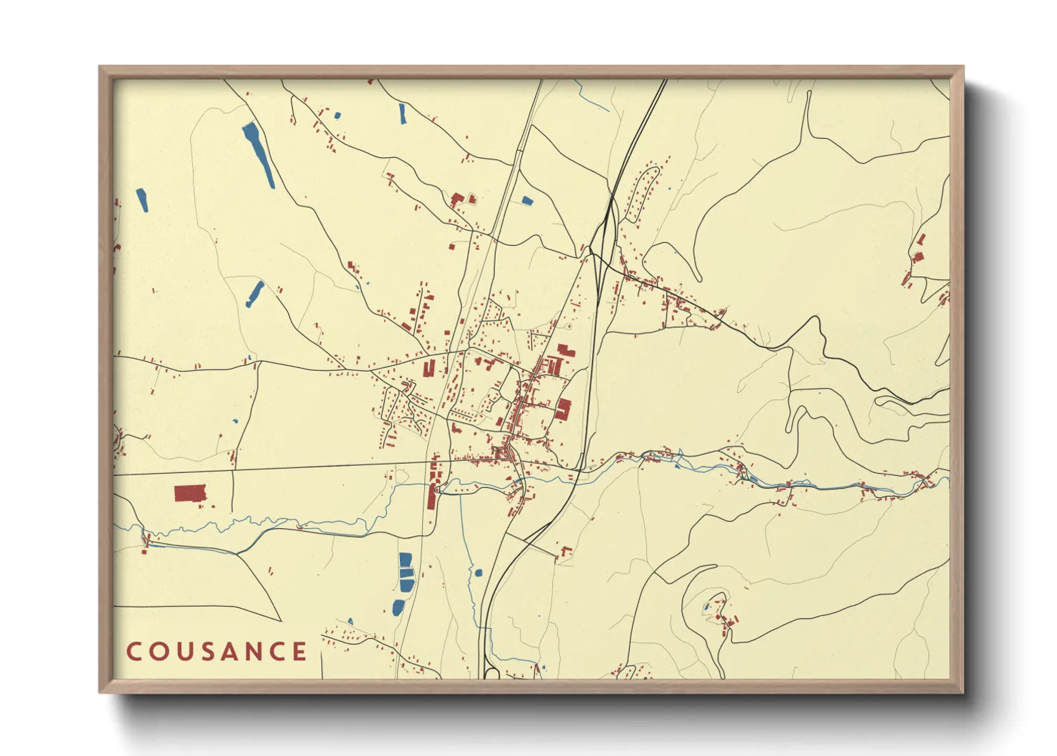 Une affiche de carte sur Cousance