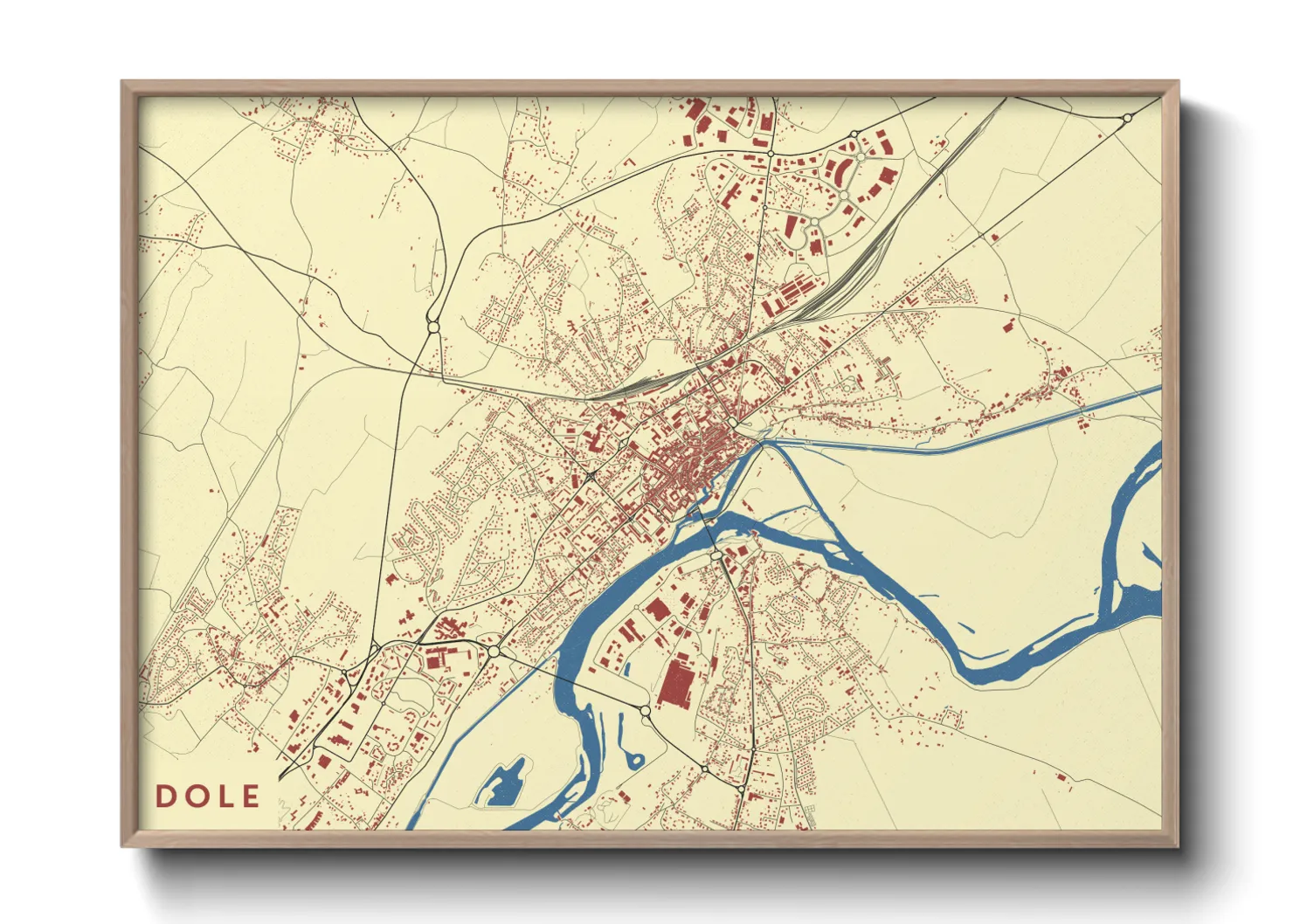 Une affiche de carte sur Dole