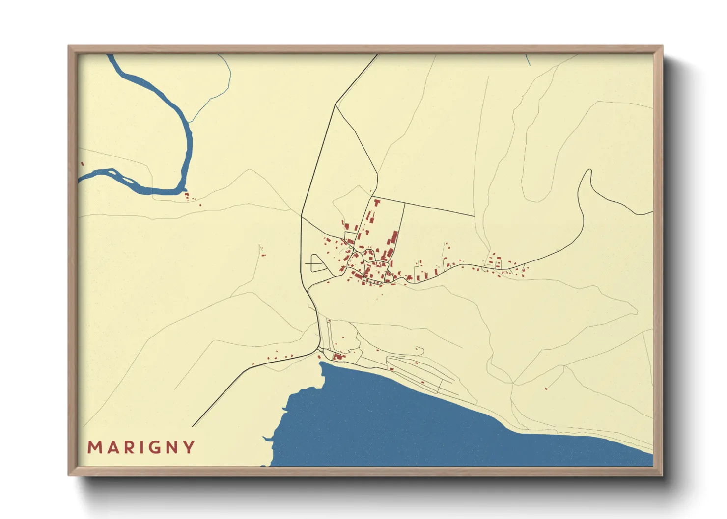 Une affiche de carte sur Marigny