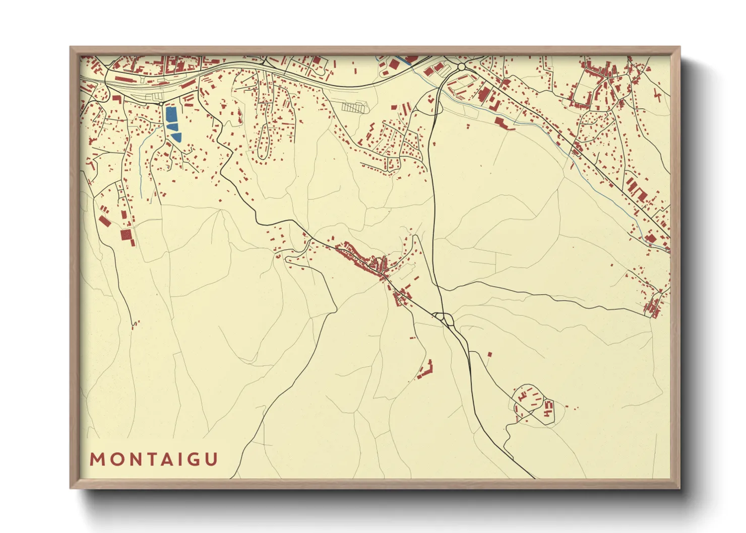 Une affiche de carte sur Montaigu