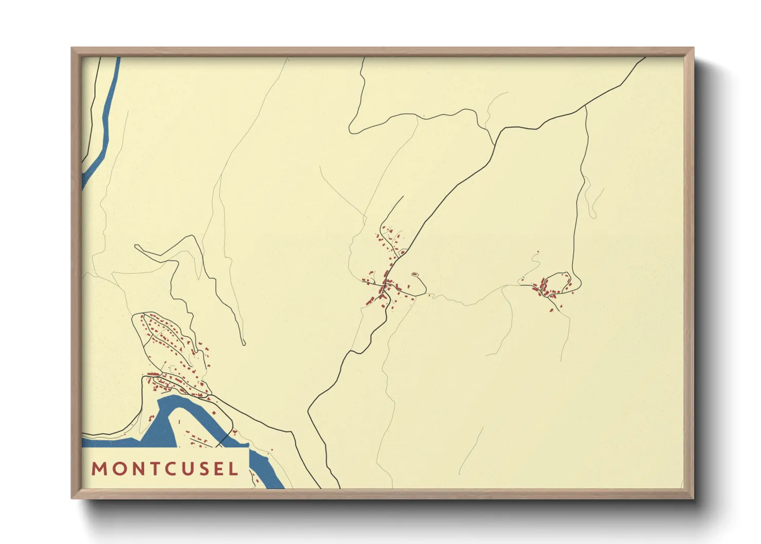 Une affiche de carte sur Montcusel