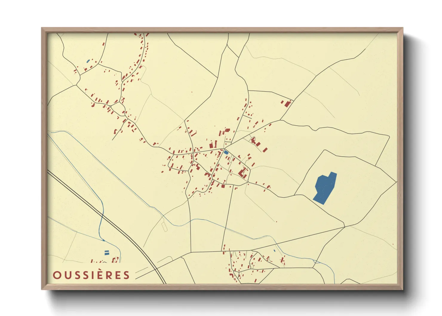 Une affiche de carte sur Oussières