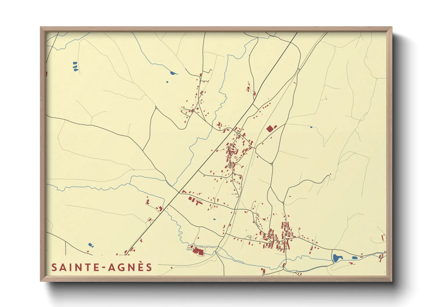 Une affiche de carte sur Sainte-Agnès