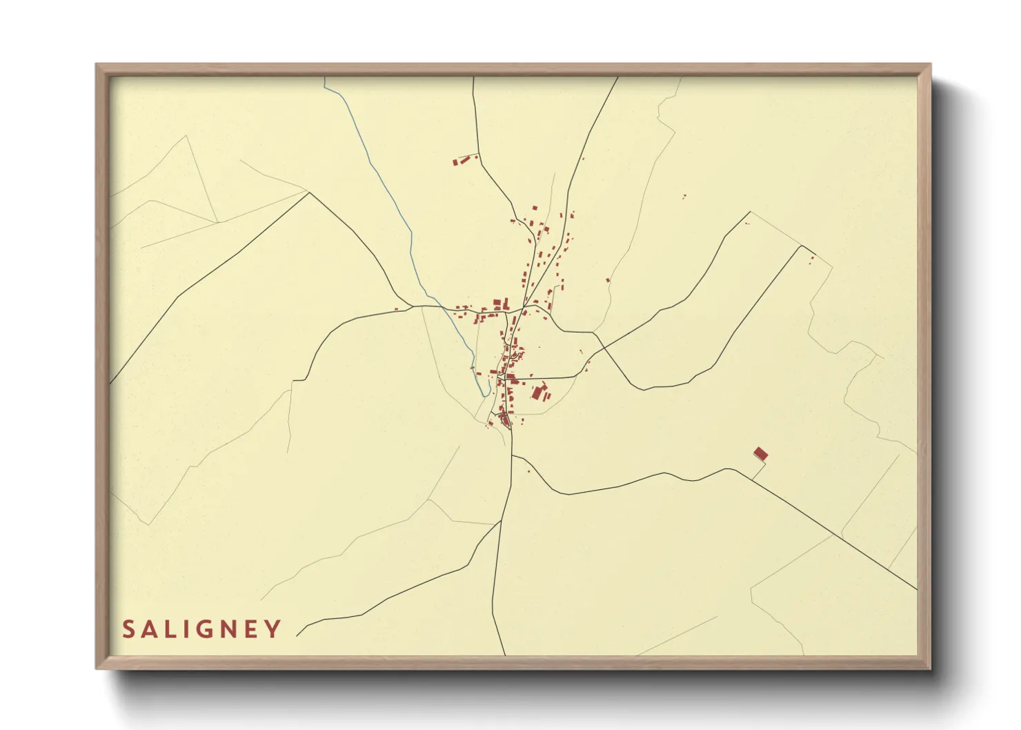 Une affiche de carte sur Saligney
