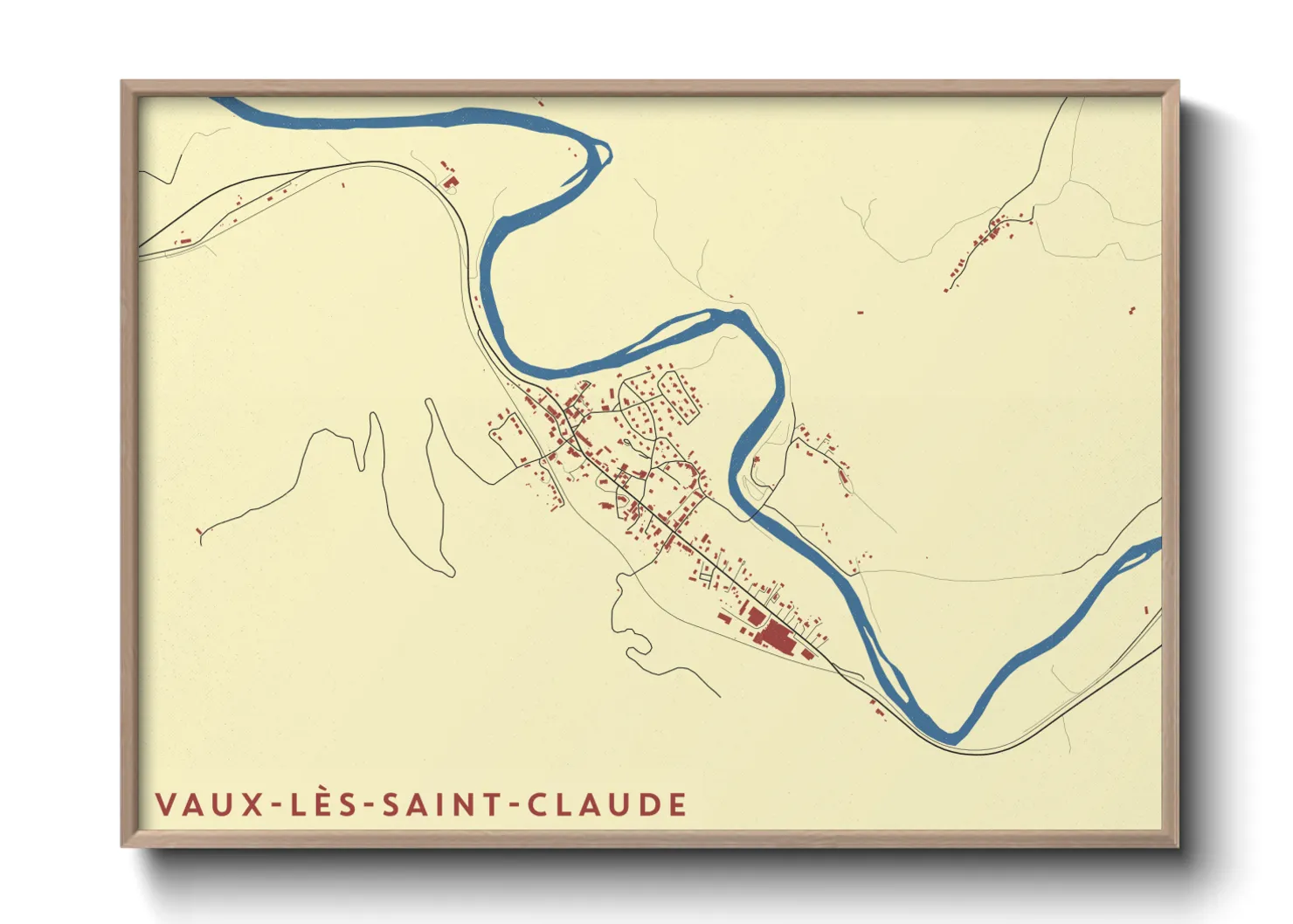 Une affiche de carte sur Vaux-lès-Saint-Claude