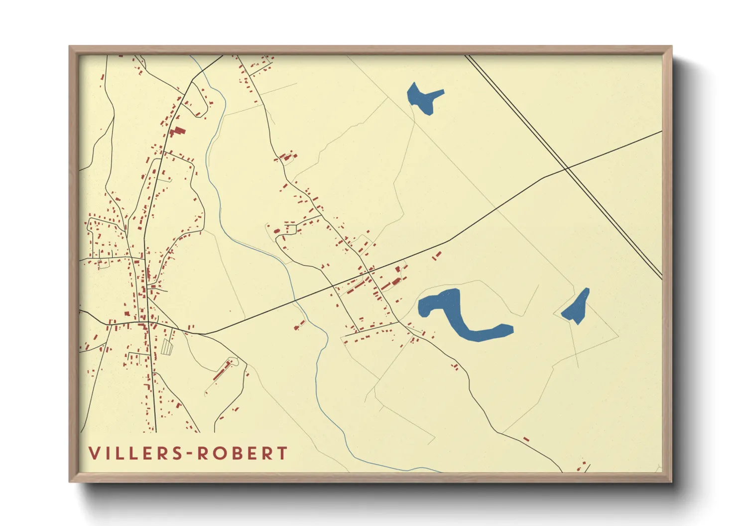 Une affiche de carte sur Villers-Robert