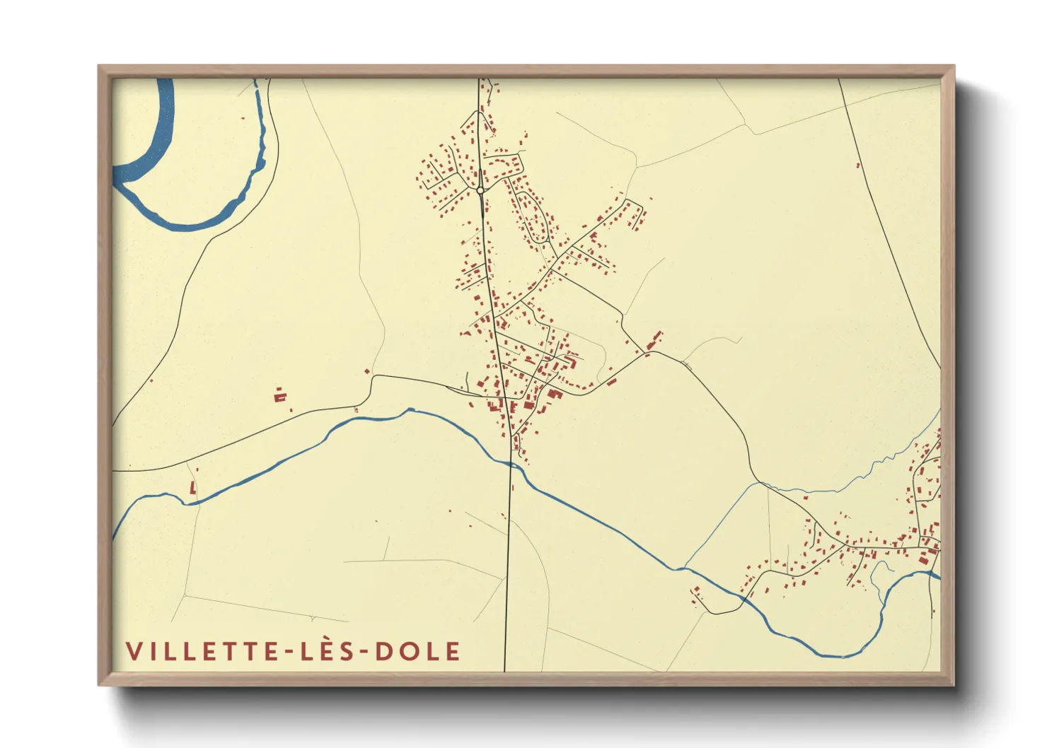 Une affiche de carte sur Villette-lès-Dole