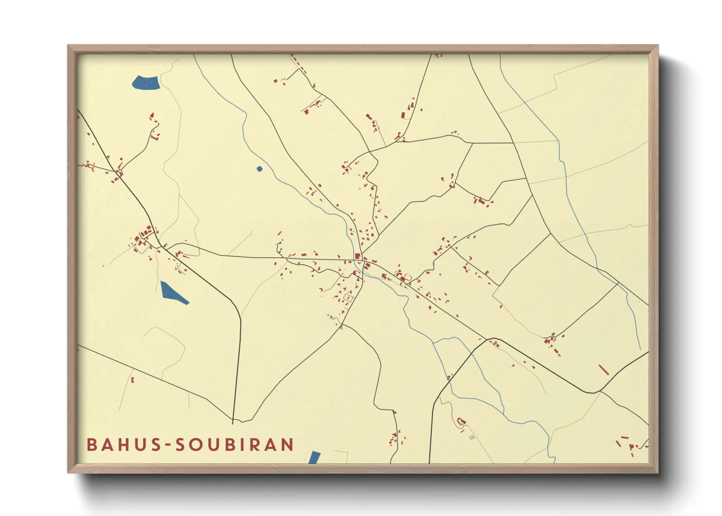 Une affiche de carte sur Bahus-Soubiran