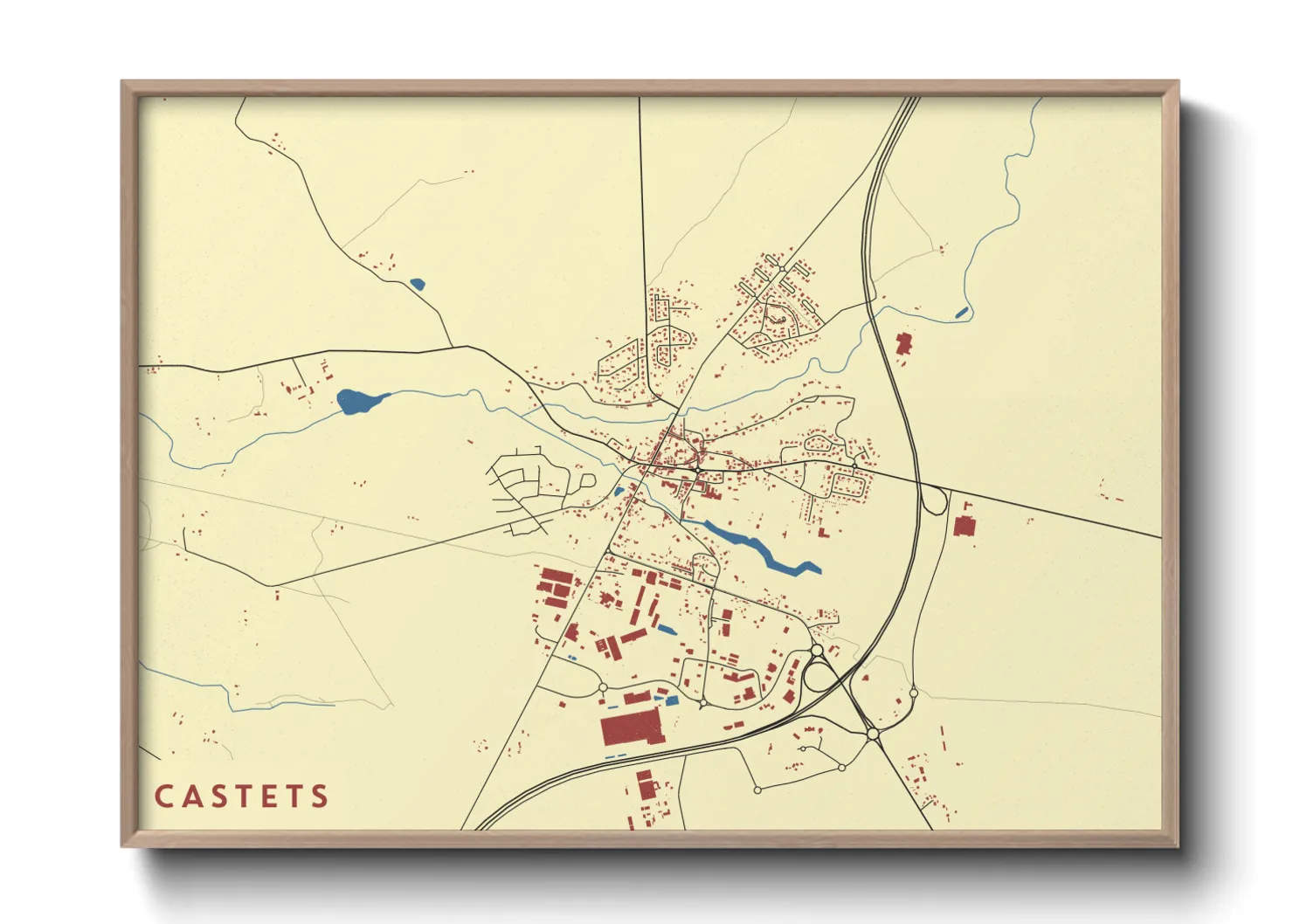 Une affiche de carte sur Castets