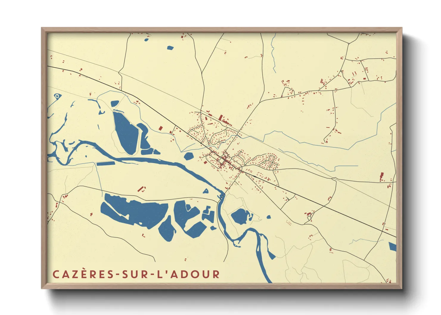 Une affiche de carte sur Cazères-sur-l'Adour