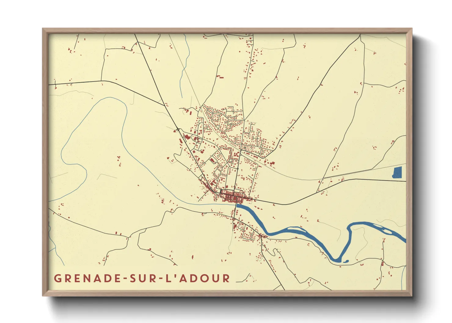 Une affiche de carte sur Grenade-sur-l'Adour