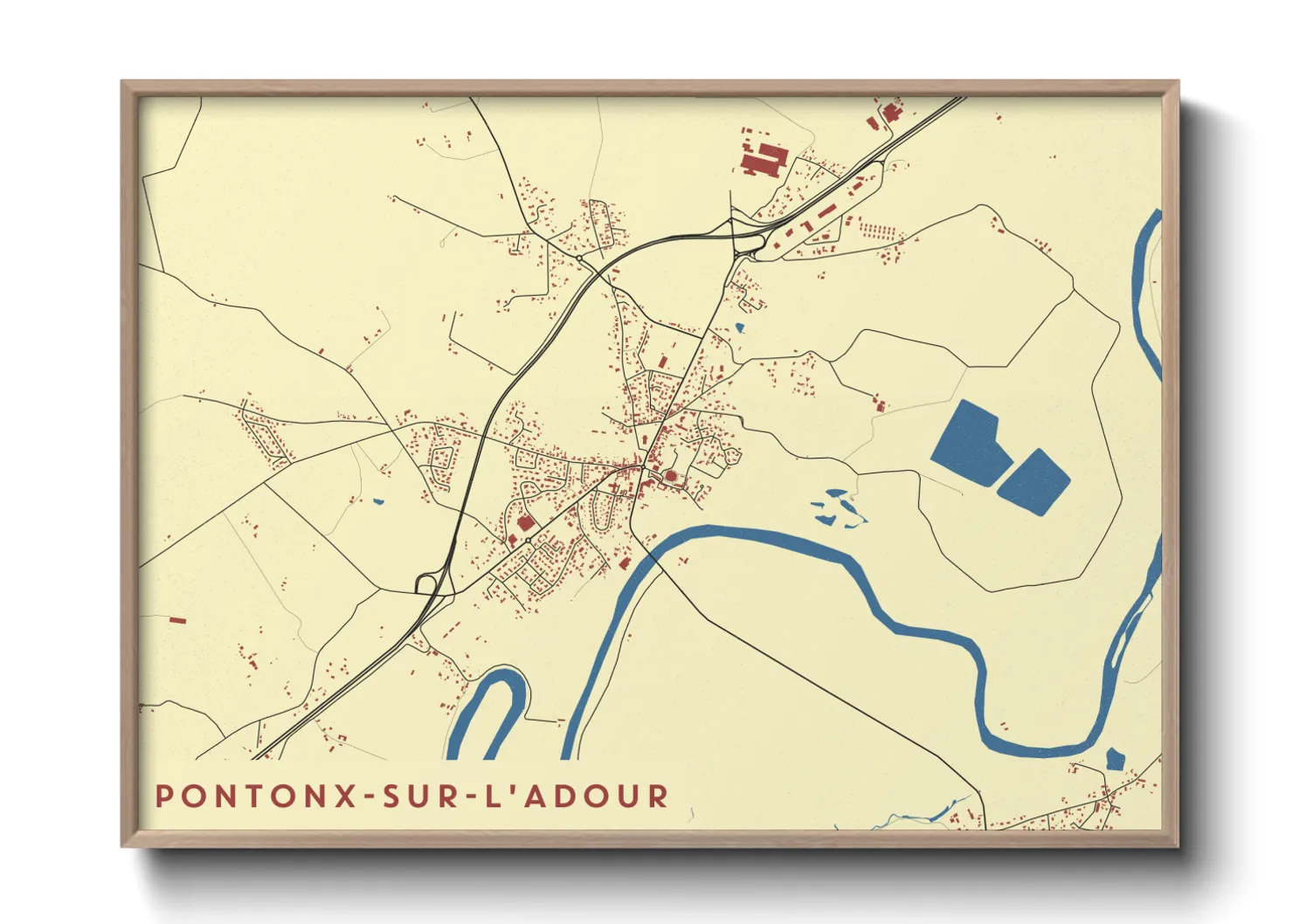 Une affiche de carte sur Pontonx-sur-l'Adour