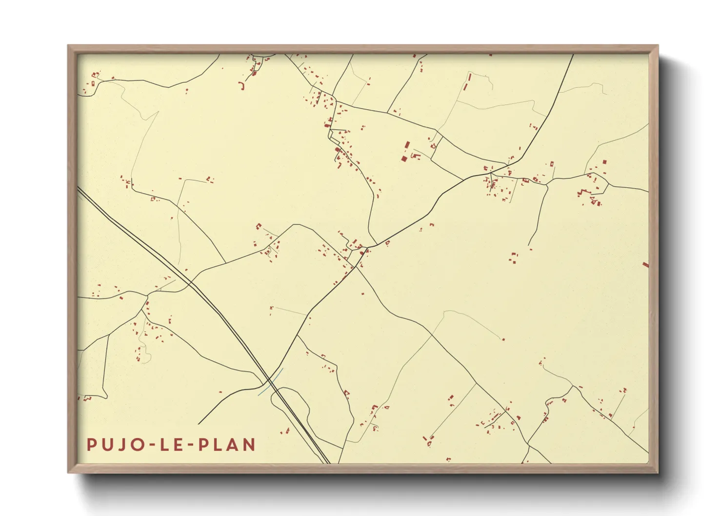 Une affiche de carte sur Pujo-le-Plan