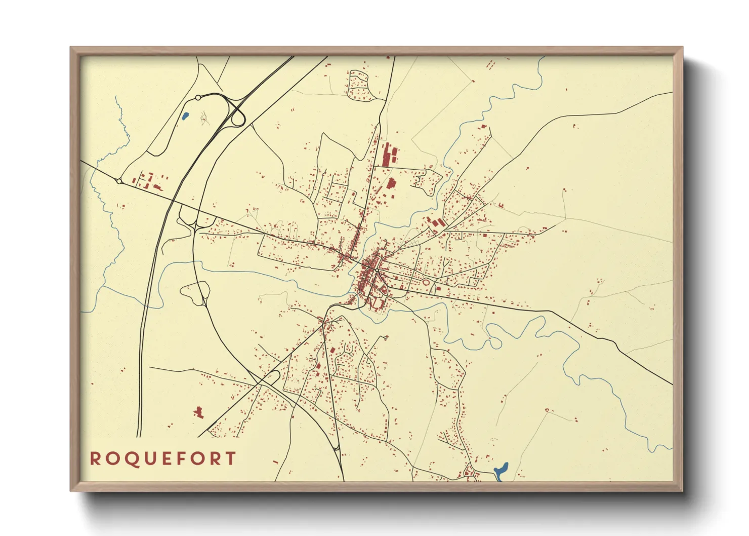 Une affiche de carte sur Roquefort